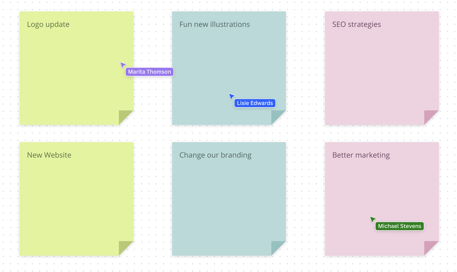 Mouse pointers showing inside the design editor