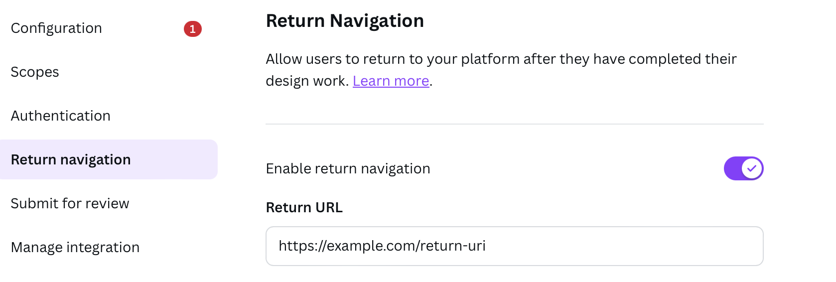 Enable return navigation