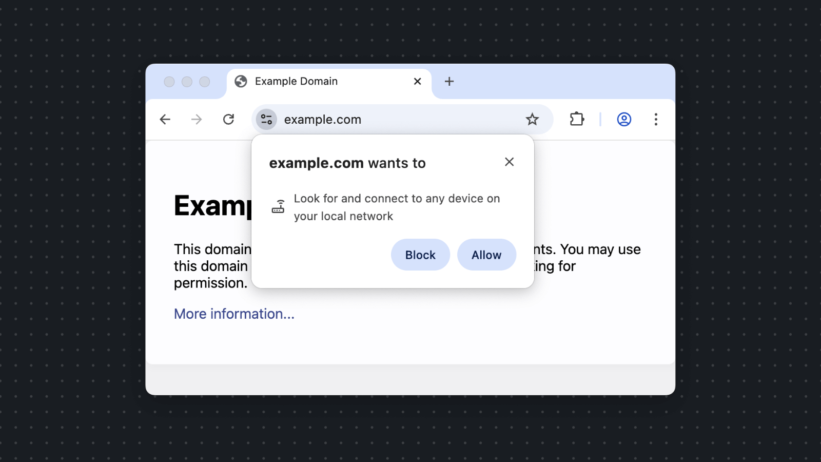 Chrome local network access permission prompt