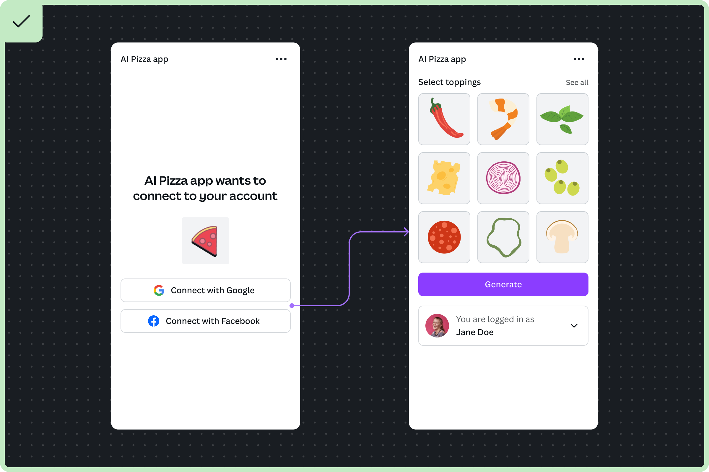 Simple authentication screen displaying clear message directing users to choose from list of authentication providers