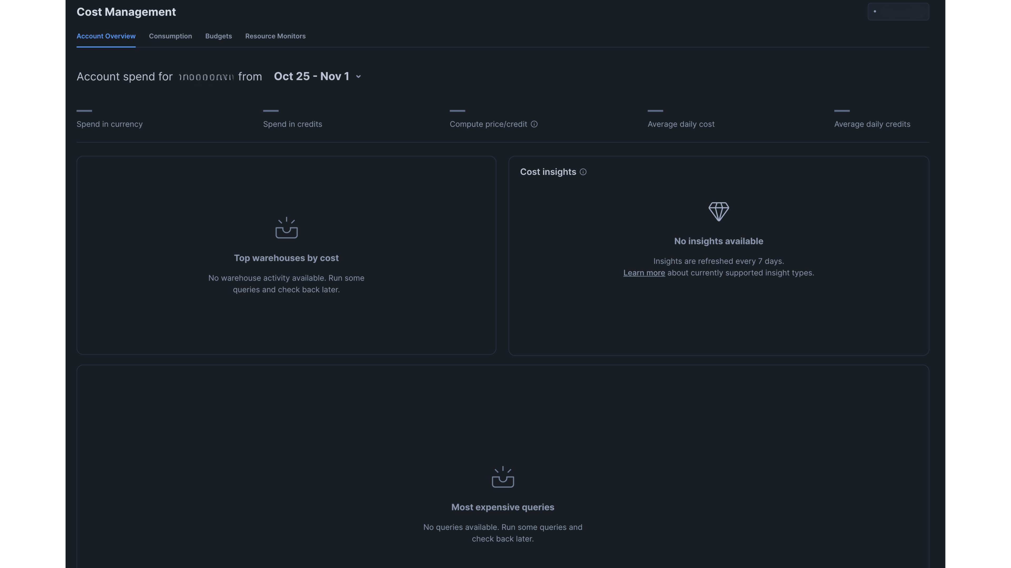 Snowflake's built-in cost tracking capabilities