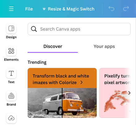 The Trending app section in the Apps sidebar